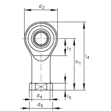 桿端軸承 GIKSL8-PS, 根據(jù) DIN ISO 12 240-4 標(biāo)準(zhǔn)，特種鋼材料，帶左旋內(nèi)螺紋，免維護(hù)