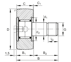 螺栓型滾輪 KR19, 軸向引導(dǎo)，兩側(cè)間隙密封