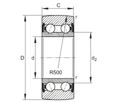 滾輪 LR5201-2HRS-TVH-XL, 雙向，兩側(cè)密封