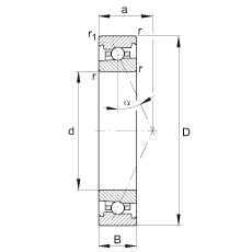 主軸軸承 HS71901-E-T-P4S, 調(diào)節(jié)，成對或單元安裝，接觸角 α = 25°，限制公差