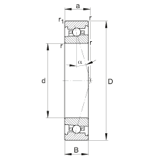 主軸軸承 HS71924-C-T-P4S, 調(diào)節(jié)，成對安裝，接觸角 α = 15°，限制公差