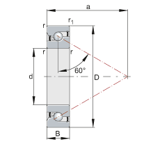 推力角接觸球軸承軸承 BSB1747-2Z-SU, 單向，接觸角 a = 60°，加嚴公差，兩側(cè)間隙密封，脂潤滑