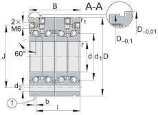 推力角接觸球軸承軸承 ZKLF1762-2RS-2AP-XL, 配對(duì)，雙向，螺釘安裝，兩側(cè)唇密封