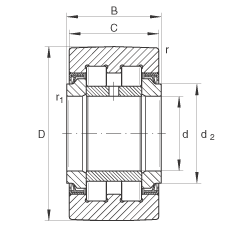 支撐型滾輪 PWTR1747-2RS-XL, 滿裝滾子，軸向引導(dǎo)，兩側(cè)唇密封