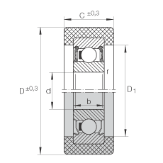 滾輪 KLRZ12X41X16-2RSR, 帶塑料箍，兩側(cè)密封