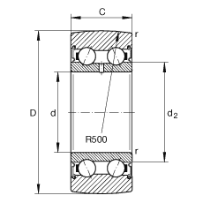 滾輪 LR50/8-2RSR, 雙向，兩側(cè)密封