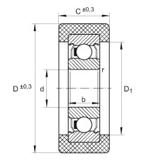 滾輪 KLRZ10X30X10-2Z, 帶塑料箍，兩側(cè)密封