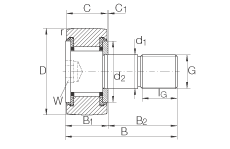 螺栓型滾輪 KR16-SK-PP, 軸向引導(dǎo)，兩側(cè)用塑料推力平墊圈