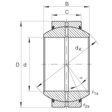 關(guān)節(jié)軸承 GE240-FO-2RS, 根據(jù) DIN ISO 12 240-1 標(biāo)準(zhǔn)，需維護(hù)，兩側(cè)唇密封