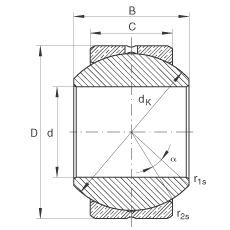 關(guān)節(jié)軸承 GE8-PB, 根據(jù) DIN ISO 12 240-1 標(biāo)準(zhǔn)，尺寸系列 K，需維護(hù)