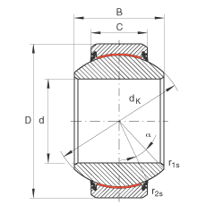 關(guān)節(jié)軸承 GE240-FW-2RS, 根據(jù) DIN ISO 12 240-1 標(biāo)準(zhǔn)，免維護，兩側(cè)唇密封