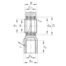 液壓桿端軸承 GIHNRK125-LO, 根據(jù) DIN ISO 12 240-4 標(biāo)準(zhǔn)，帶右旋螺紋夾緊裝置，需維護(hù)