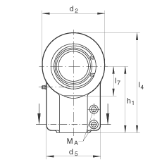 液壓桿端軸承 GIHNRK125-LO, 根據(jù) DIN ISO 12 240-4 標(biāo)準(zhǔn)，帶右旋螺紋夾緊裝置，需維護(hù)