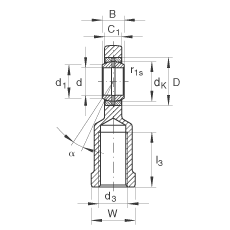 桿端軸承 GIR8-DO, 根據(jù) DIN ISO 12 240-4 標準，帶右旋內(nèi)螺紋，需維護