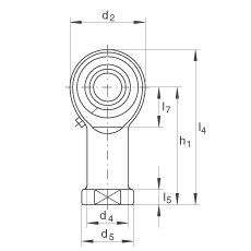 桿端軸承 GIKR10-PB, 根據(jù) DIN ISO 12 240-4 標(biāo)準(zhǔn)，帶右旋內(nèi)螺紋，需維護(hù)