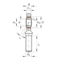 桿端軸承 GAR8-UK, 根據(jù) DIN ISO 12 240-4 標準，帶右旋外螺紋，免維護