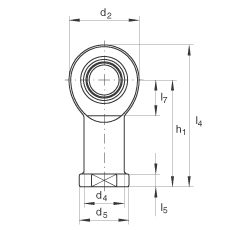 桿端軸承 GIR8-UK, 根據(jù) DIN ISO 12 240-4 標(biāo)準(zhǔn)，帶右旋內(nèi)螺紋，免維護(hù)