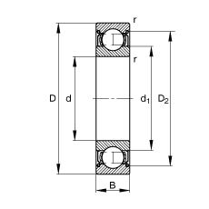 深溝球軸承 S687-2Z, 根據(jù) DIN 625-1 標(biāo)準(zhǔn)的主要尺寸，耐腐蝕保護(hù), 兩側(cè)間隙密封