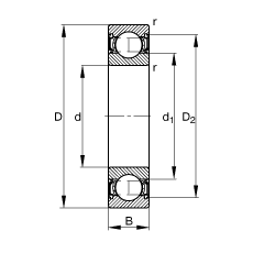 深溝球軸承 S6000-2RSR, 根據(jù) DIN 625-1 標(biāo)準(zhǔn)的主要尺寸，耐腐蝕保護(hù)，兩側(cè)唇密封