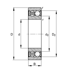 自調(diào)心球軸承 2214-2RS-TVH, 根據(jù) DIN 630 標(biāo)準(zhǔn)的主要尺寸，兩側(cè)唇密封