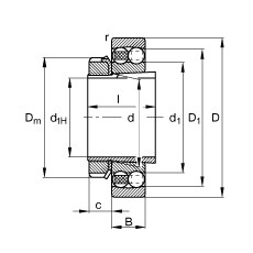 自調(diào)心球軸承 2222-K-M-C3 + H322, 根據(jù) DIN 630 和 DIN 5415 標準的主要尺寸，帶錐孔和緊定套