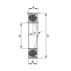 主軸軸承 HCB71938-C-T-P4S, 調(diào)節(jié)，成對或單元安裝，接觸角 α = 15°，陶瓷球，限制公差