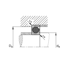 主軸軸承 XCS7026-E-T-P4S, 經(jīng)過調(diào)適，成對或成組，接觸角 α = 25°，帶陶瓷球，兩側(cè)唇密封，非接觸，限制公差，帶 Cronidur 套圈