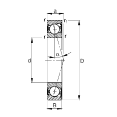 主軸軸承 B71900-C-2RSD-T-P4S, 調(diào)節(jié)，成對安裝，接觸角 α = 15°，兩側(cè)唇密封，非接觸，加嚴公差