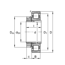 鼓形滾子軸承 20226-K-MB-C3 + H3026, 根據(jù) DIN 635 和 DIN 5415 標(biāo)準(zhǔn)的主要尺寸，帶錐孔和緊定套