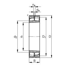 調(diào)心滾子軸承 241/900-B-K30-FB1, 根據(jù) DIN 635-2 標(biāo)準的主要尺寸，錐孔，錐度 1:30