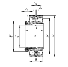 調(diào)心滾子軸承 239/850-K-MB + H39/850-HG, 根據(jù) DIN 635-2 標(biāo)準(zhǔn)的主要尺寸，帶錐孔和緊定套